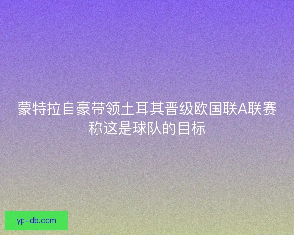 蒙特拉自豪带领土耳其晋级欧国联A联赛称这是球队的目标