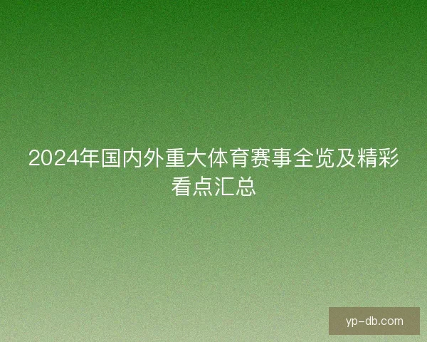 2024年国内外重大体育赛事全览及精彩看点汇总 2024年国内外重大体育赛事全览及精彩看点汇总